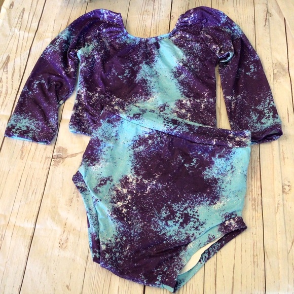 NWOT ISP Dancewear Teen 2pc Blue Tie Dye Strappy Back Top & Brief Set AXS/AS. - Picture 3 of 7